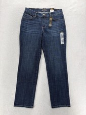 Lee Relaxed Fit Straight Leg Jeans Womens 8 Petite Blue Dark Wash Mid Rise NWT picture