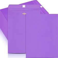 Manilla Envelopes 100 Pcs 9 x 12 Inch Purple Clasp Mailing picture