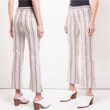 $395 Derek Lam 10 Crosby  Stripe Crop Flare Trouser Stretch Twill Pants Womens 8 picture