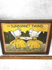 antique picture framed advertising The Sunbonnet Twins, Cupplies & Leon 1900 picture