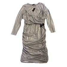 Express Women's  Fit Dress Long Sleeve Festive Party New Yeas Silver XLarge NEW picture