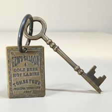 Gem Saloon 1886 Tombstone Brothel Brass Room Tag & Key picture