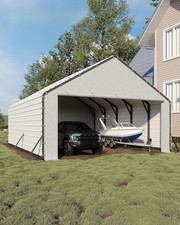 20Ft Wide Heavy Duty PE Carport – Waterproof Outdoor Garage Shelter for Car, Tru picture