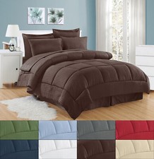 8 Piece Bed In A Bag Hotel Dobby Embossed Comforter Sheet Bed Skirt Sham Set picture