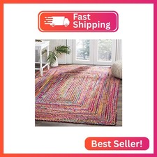 SAFAVIEH Cape Cod Square Rug 5', Jute Textured Red & Multi CAP202A picture