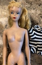 Vintage Barbie Doll Ponytail #4 Brunette w/ Swimsuit Solid Body picture