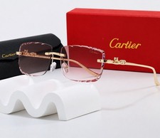 Cartier Décor Panthère Rare Collection Diamond Cut Pink Lens Gold Frame. picture