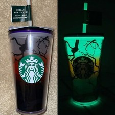 Starbucks Halloween Raven’s Perch Glow in the Dark Cold Cup Tumbler 16oz NEW picture