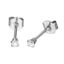 Real 375 9ct White Gold & Genuine Diamond Stud Earrings Diamonds Jewels Gems picture