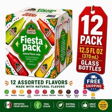 Jarritos Fiesta Pack 12 Glass Bottles Variety Pack 12.5 oz Mexican Soda picture