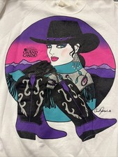 Carol Joseph Sweatshirt Womens XL/2XL Vintage Glam Art Neon 90s Cowgirl Face It picture