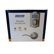 Schlage Camelot / Accent Lever Keypad Security Door Lock Set in Satin Nickel picture