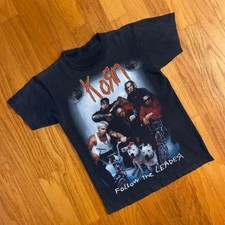 Vintage 90s Korn Follow The Leader Band T-Shirt Small Nu Metal Concert Tee picture