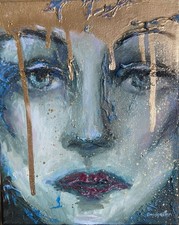 Original Abstract Oil Painting Portrait on Canvas -Goodpaster  picture