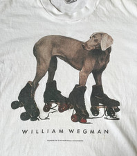 Vintage 90s RARE William Wegman Roller Rover Funny Dog Photography T-Shirt Large picture