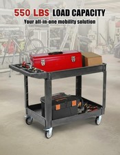 2 Shelf Utility Service Cart Heavy Duty Rolling Utility Cart Plastic with Wheels picture