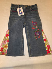 Arizona Jean Company 18 M Girls Denim Bootcut Jeans Elastic Waist Floral picture