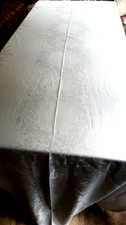 Vintage Irish Linen Double Damask Banquet Tablecloth Ribbons & Bows  B380 picture