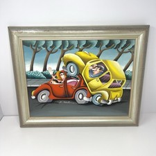 Yuval Mahler How To Park Original Art Work Framed Acrylic Paint On Canvas 20x16 picture