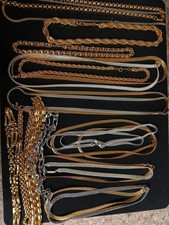 Vintage Necklace Lot of 20 Signed Napier Gold Tone Herringbone Rope Chain Monet  picture
