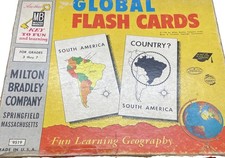 Vtg Milton Bradley Educational Aid Teacher Tools Global Cards Countries 1958 HTF picture