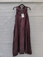 New COS A Line Linen Blend Maxi Dress Dark Red Sz 2 picture