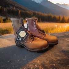 NEW IRON AGE STEEL TOE LEATHER INSULATED BROWN BOOTS SIZE.  10.5 W picture