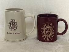 NWOT Vintage Union College NY Coffee Mugs Set of 2 Garnet Maroon/Cream picture