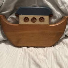 Vintage Noah's Ark , Animals Folk Art Wooden Hand Made Painted Toy Bible Story picture