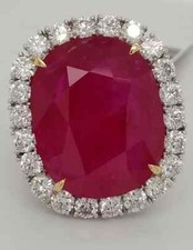 11.80 Ct Real Natural Ruby Diamond Engagement Ring 14K Real White Gold Size 7 picture