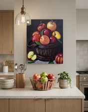 Original Acrylic Still Life Apples Painting Realism Signed 16x20”- One Of A Kind picture