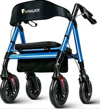 FlyingJoy 450lb Capacity Rollator Walker Extra Wide Seat Brakes Heavy Duty Blue picture