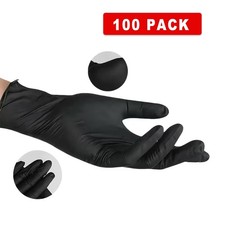 100 Pcs Black Nitrile Gloves Powder Free Latex Free Disposable 2 Boxes picture
