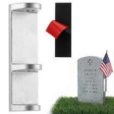 Otoolling 1 Pcs Aluminum Adhesive Flag Holder for Gravestones and Memorials w... picture