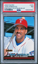 2000 Pacific Portrait /75 Platinum Blue Foil #420 Juan Gonzalez SSP TEXAS PSA 7 picture