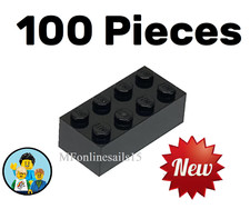 Genuine LEGO Black 2x4 Bricks Part #3001 100 Pieces 220g picture