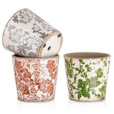 Sungmor Vintage Ceramic Planter Set of 3, 5.5 Inch Crackle Glaze Planters picture