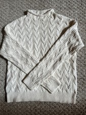 NWT J CREW Factory Cable Knit Rollneck Mock Neck Pullover Ivory Medium picture