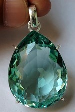 Large Aquamarine 95.25 Ct Pear Cut 925 Solid Silver Pendant Certified Gemstone picture