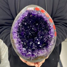 6.15LB High quality Natural Amethyst geode quartz crystal Dinosaur egg healing picture