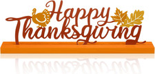 Realspring Happy Thanksgiving Decorations for Home, Fall Metal Table Sign picture
