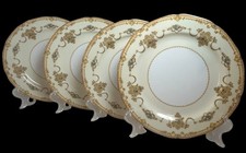 4 Noritake Mystery 87 Dinner Plates Vintage 1933 Floral Medallions 10
