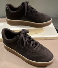 Women’s REISS Brown Suede Lace Up Low Top Sneakers Rubber Sole US 8.5 M picture