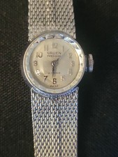 Vintage Gruen Precision Ladies Watch Solid 14K White Gold Case RUNS JB Champion picture