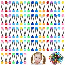 60 Pieces 12mm Multicolor Twin Bead Ponytail Balls 80s 90s Hair Ties Girls picture