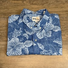 Reyn Spooner Mens Hawaiian Shirt Size (XL) Blue Floral Cotton Blend EUC B10 picture