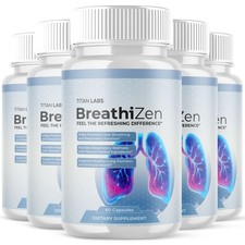 (5 Pack) BreathiZen Pills Advanced lungs Health Support Breathi Zen 300 Capsules picture