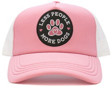 Less People More Dogs Trucker Hat - PINK picture