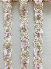 2 Yards Multicolor Floral Embroidered Border Trim/Sewing/Crafts/Bridal/1