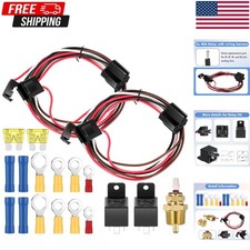 Dual Electric Fan Relay Kit with Radiator Thermostat Temperature Sensor Switch picture
